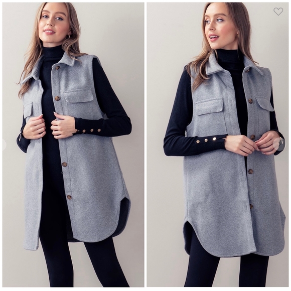 Jackets & Blazers - LAST ONE❗️Cozy Chic Charcoal Gray Thick Longline Oversized Coat Vest